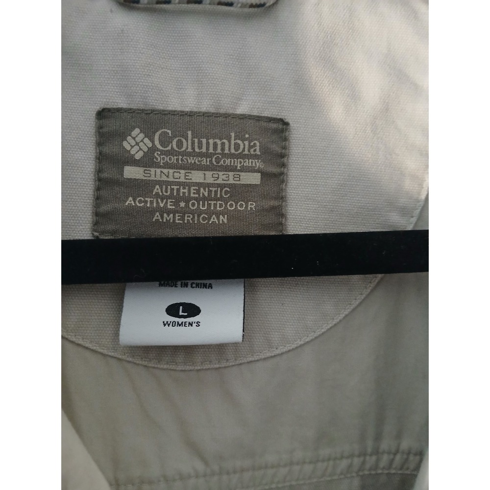 Columbia Sportswear Women L Tan Full Zip Cotton Canvas Utility Outdoor Jacket - Picture 4 of 6